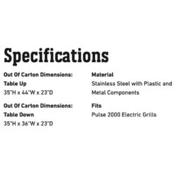 Weber Pulse 2000 Cart (WEB-6012001) -Weber web 6012001 spec a 05 22