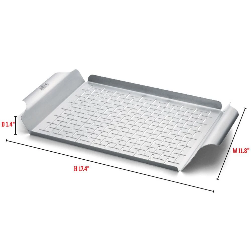 Weber Stainless Steel Deluxe Grilling Pan, 17.4x11.8-Inch (WEB-6435) 4 Weber Stainless Steel Deluxe Grilling Pan, 17.4x11.8-Inch (WEB-6435) - Image 2