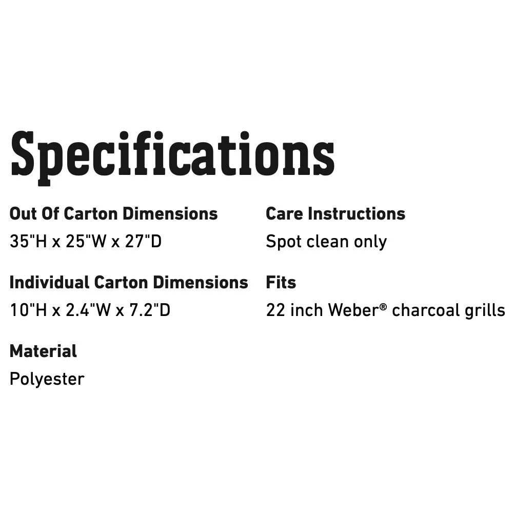 Weber Premium Grill Cover For 22-Inch Charcoal Grills (WEB-7150) 4 Weber Premium Grill Cover For 22-Inch Charcoal Grills (WEB-7150) - Image 2