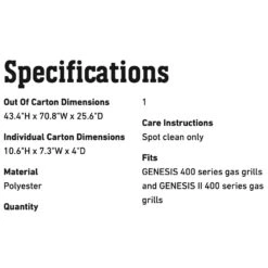 Weber Premium Grill Cover For Genesis 400 Series Grills (WEB-7758) -Weber web 7758 spec a 05 22